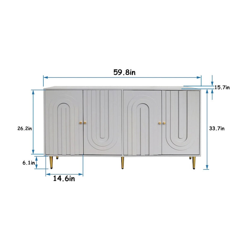 Modern 4 Door Wooden Storage Cabinet for Living Room