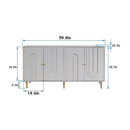 Modern 4 Door Wooden Storage Cabinet for Living Room