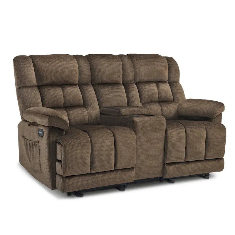 MCombo Power Loveseat Recliner with Console, Vibration and Heat, USB Charge Ports RS6234