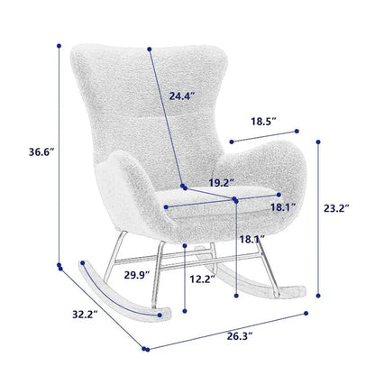 Fabric Padded Seat Rocking Chair With High Backrest And Armrests