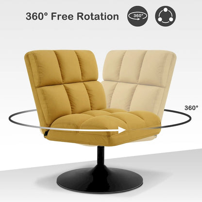 MCombo Swivel Accent Chairs, Modern Leisure Chairs for Living Room, Upholstered Armless Chair, Leathaire Fabric 4380