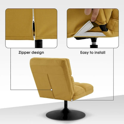 MCombo Swivel Accent Chairs, Modern Leisure Chairs for Living Room, Upholstered Armless Chair, Leathaire Fabric 4380