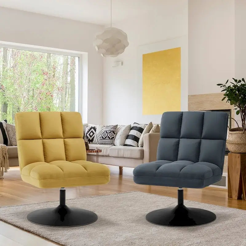 MCombo Swivel Accent Chairs, Modern Leisure Chairs for Living Room, Upholstered Armless Chair, Leathaire Fabric 4380