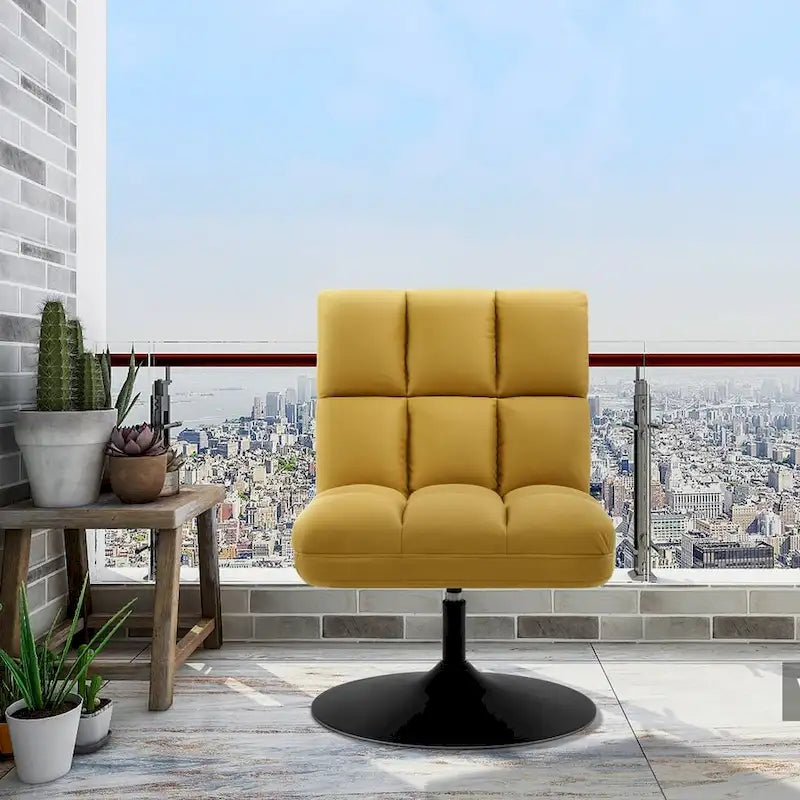 MCombo Swivel Accent Chairs, Modern Leisure Chairs for Living Room, Upholstered Armless Chair, Leathaire Fabric 4380