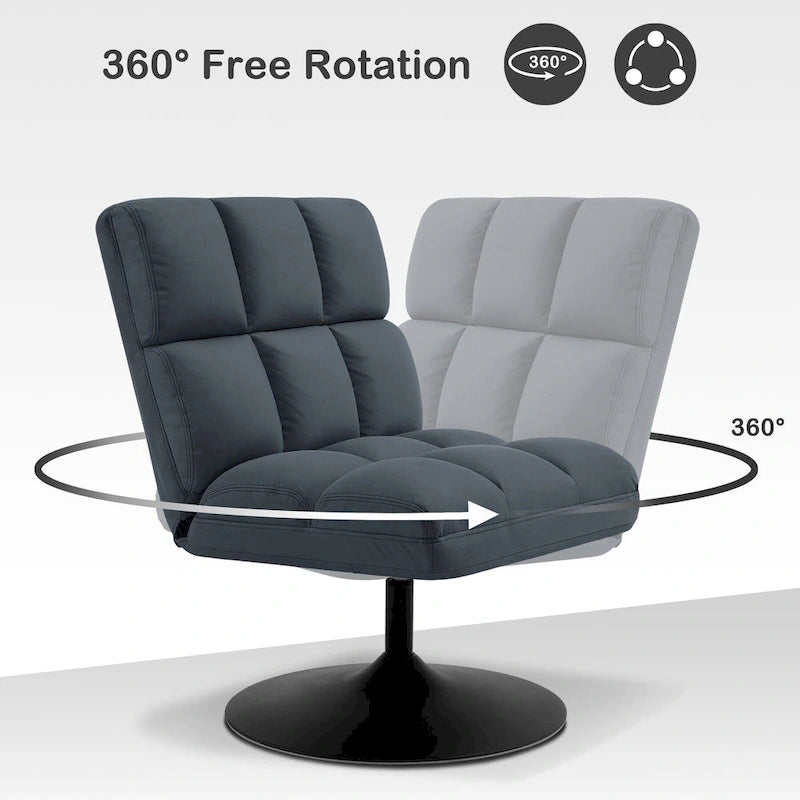 MCombo Swivel Accent Chairs, Modern Leisure Chairs for Living Room, Upholstered Armless Chair, Leathaire Fabric 4380