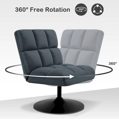 MCombo Swivel Accent Chairs, Modern Leisure Chairs for Living Room, Upholstered Armless Chair, Leathaire Fabric 4380