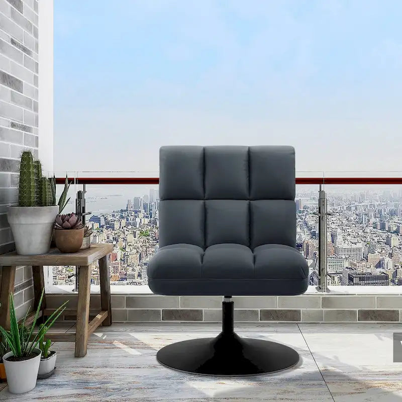 MCombo Swivel Accent Chairs, Modern Leisure Chairs for Living Room, Upholstered Armless Chair, Leathaire Fabric 4380