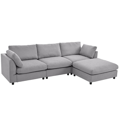 Merax Upholstery Convertible Sectional Sofa, L Shaped Couch with Reversible Chair