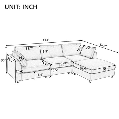 Merax Upholstery Convertible Sectional Sofa, L Shaped Couch with Reversible Chair