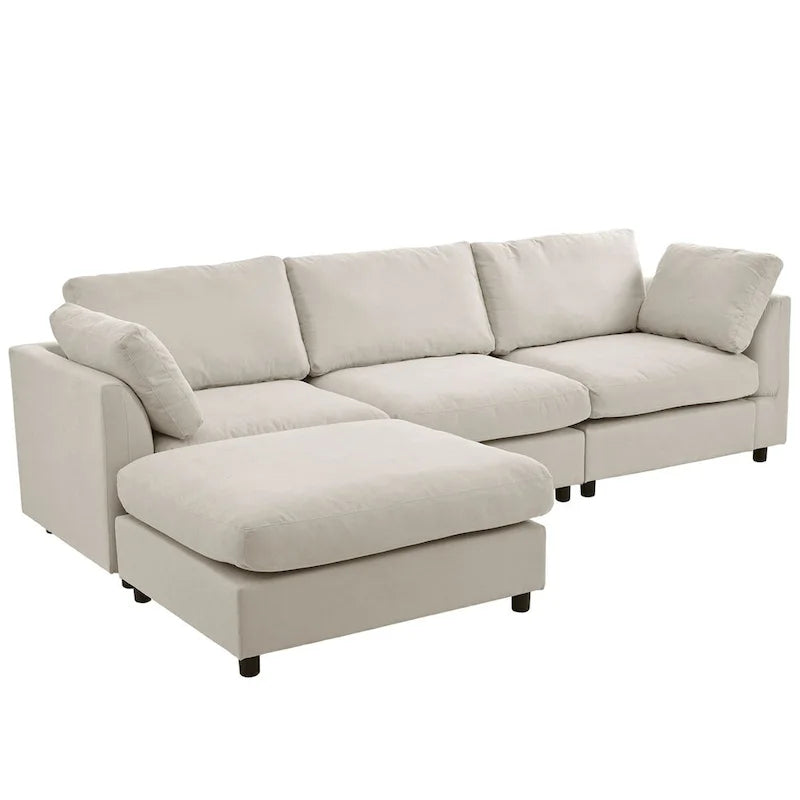 Merax Upholstery Convertible Sectional Sofa, L Shaped Couch with Reversible Chair