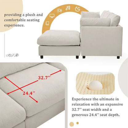 Merax Upholstery Convertible Sectional Sofa, L Shaped Couch with Reversible Chair