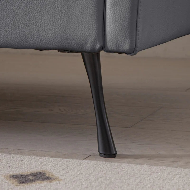 Modern Faux Leather L-Shaped Sofa with Convertible Ottoman