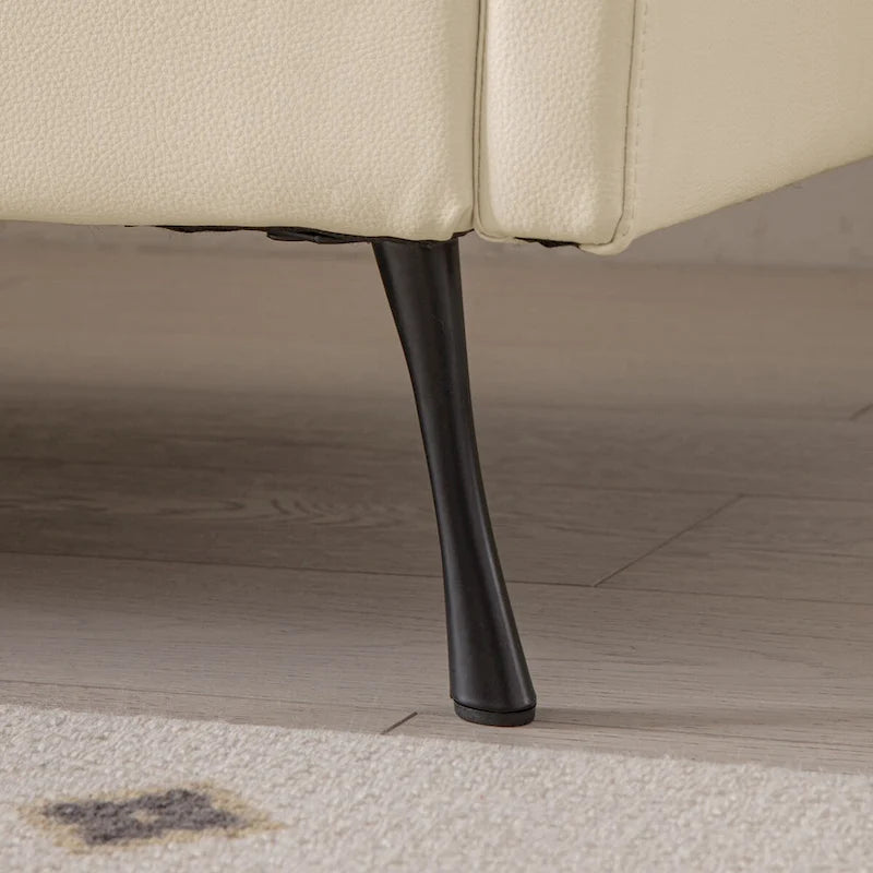 Modern Faux Leather L-Shaped Sofa with Convertible Ottoman