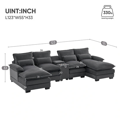 Sleeper Couch Set with Chaise