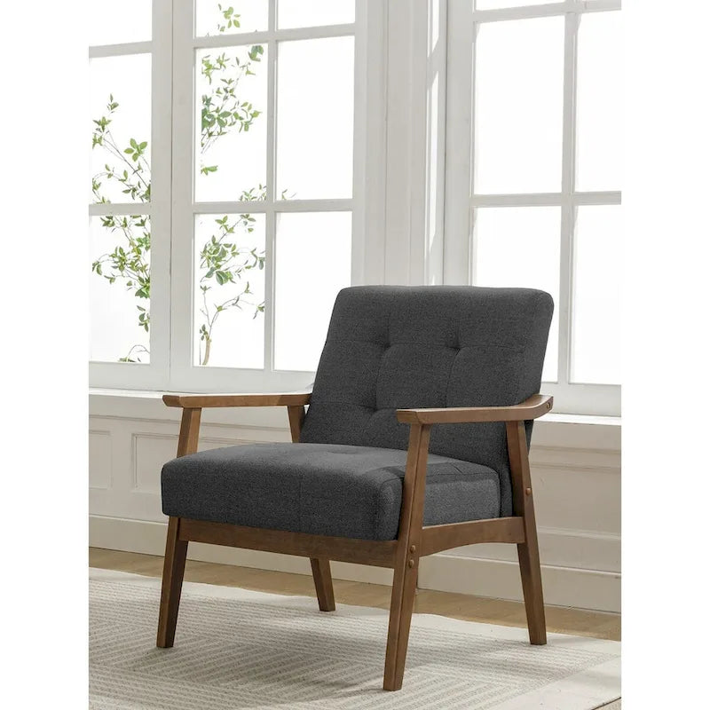 Porthos Home Galina Fabric Accent Chair with Rubberwood Legs