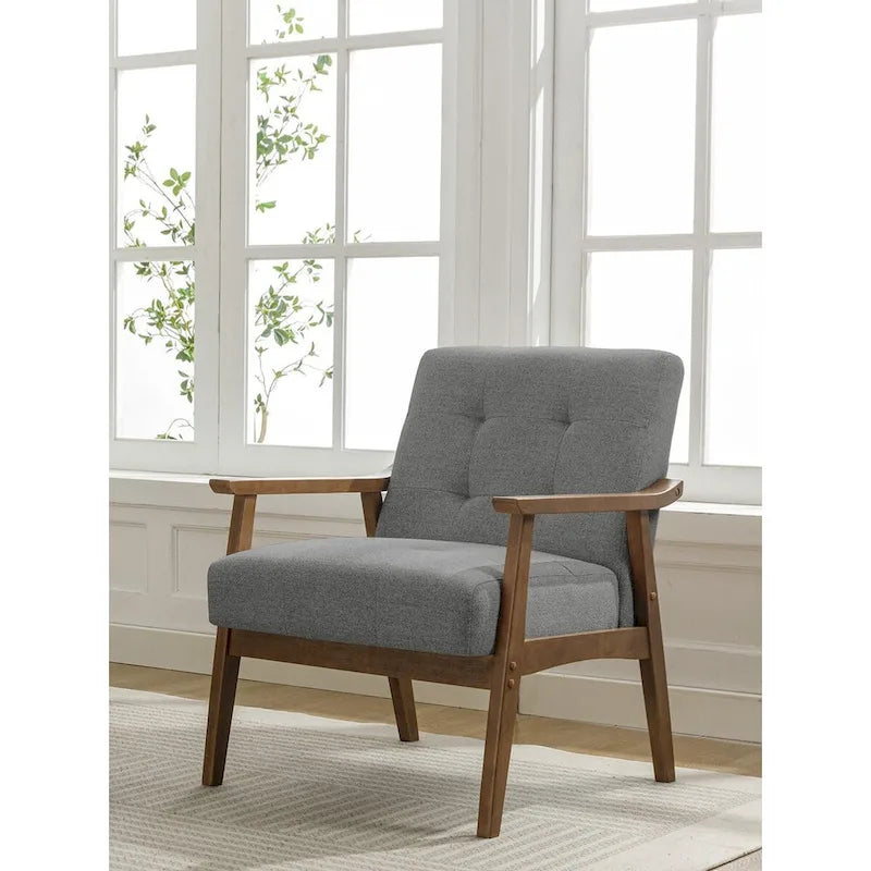Porthos Home Galina Fabric Accent Chair with Rubberwood Legs