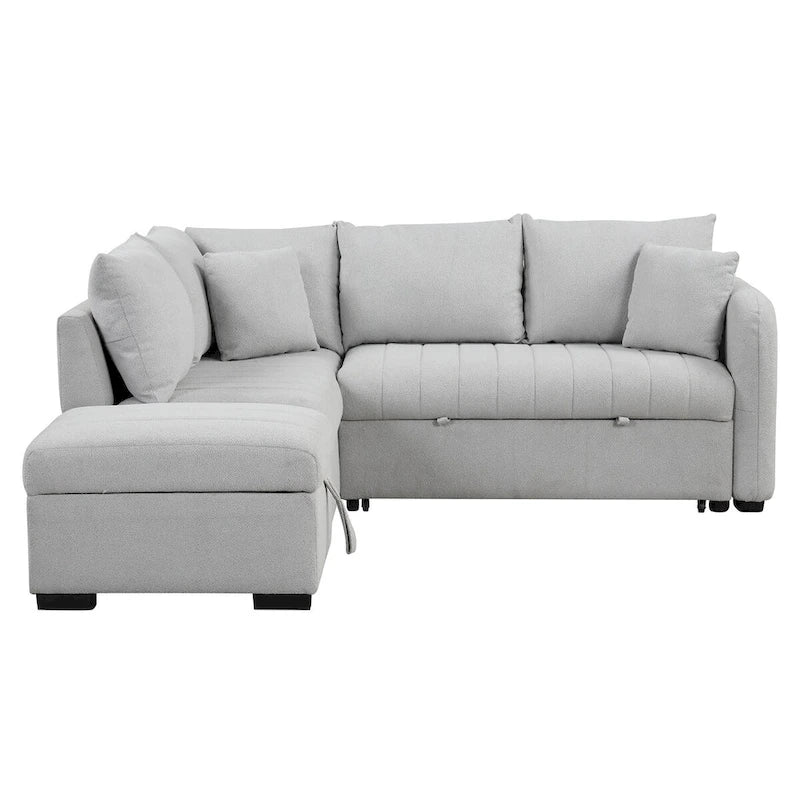 MERAX L-shaped Sectional Pull Out Sleeper Sofa with Storage Ottoman