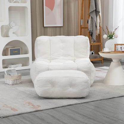 Fluffy bean bag chair with memory foam and ottoman