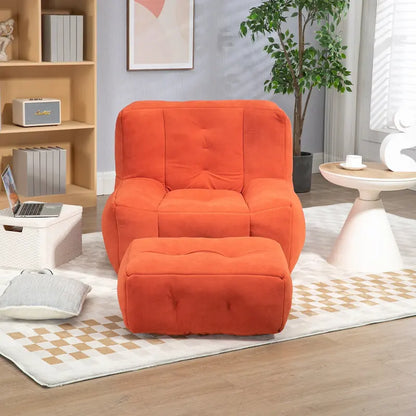 Fluffy bean bag chair with memory foam and ottoman