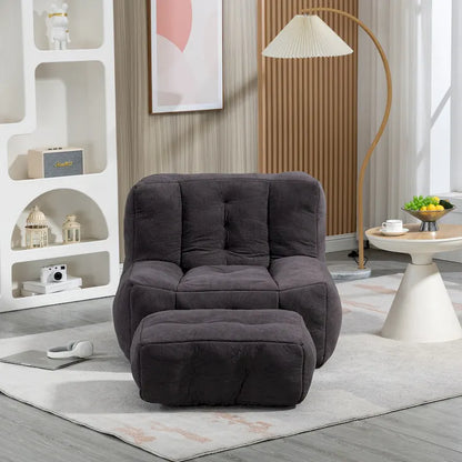 Fluffy bean bag chair with memory foam and ottoman