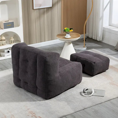 Fluffy bean bag chair with memory foam and ottoman