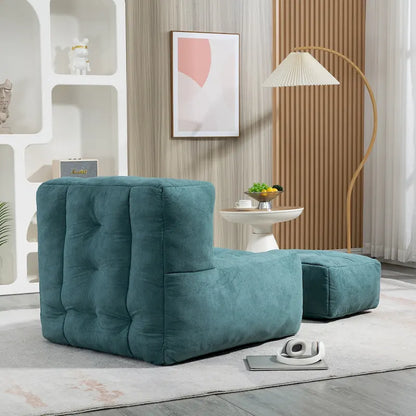 Fluffy bean bag chair with memory foam and ottoman