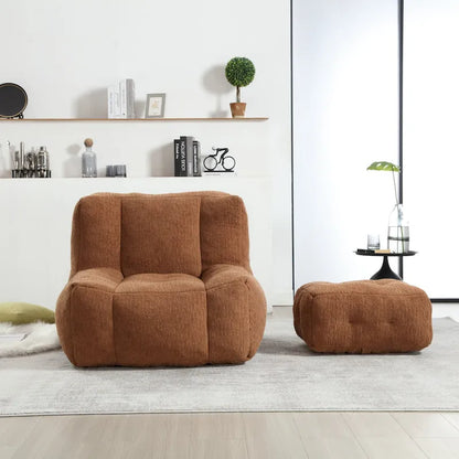 Fluffy bean bag chair with memory foam and ottoman