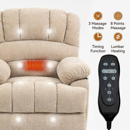 Chenille Large Electric Power Lift Massage &amp; Heat, USB Port,Pockets