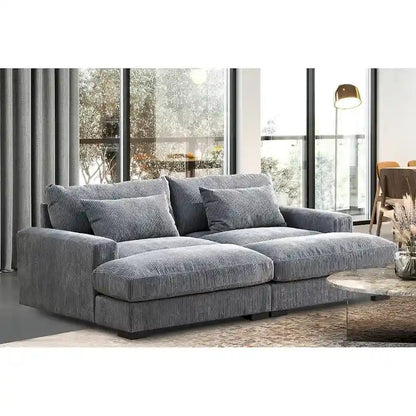 Luxury Sleeper Sofa with Soft Corduroy Upholstery Double Chaise Design Convertible to Twin Size Bed Extra Large