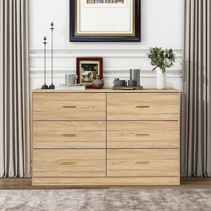 Modern 6-Drawer Dresser for Bedroom - Ample Storage Wide Chest of Drawers, Sturdy &amp; Safe