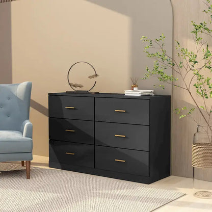 Modern 6-Drawer Dresser for Bedroom - Ample Storage Wide Chest of Drawers, Sturdy &amp; Safe