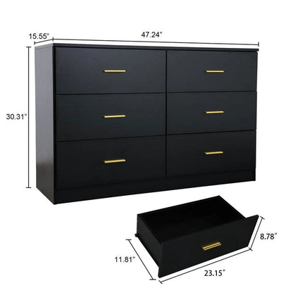 Modern 6-Drawer Dresser for Bedroom - Ample Storage Wide Chest of Drawers, Sturdy &amp; Safe