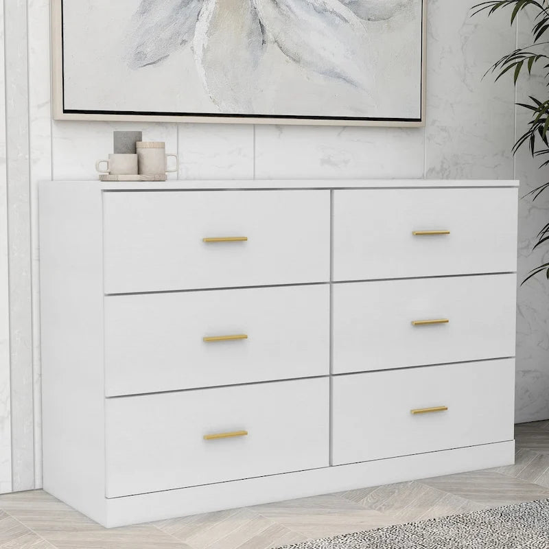 Modern 6-Drawer Dresser for Bedroom - Ample Storage Wide Chest of Drawers, Sturdy &amp; Safe
