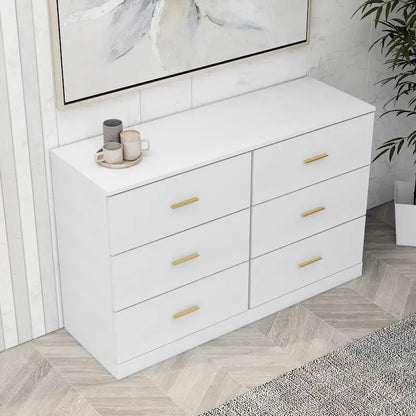 Modern 6-Drawer Dresser for Bedroom - Ample Storage Wide Chest of Drawers, Sturdy &amp; Safe