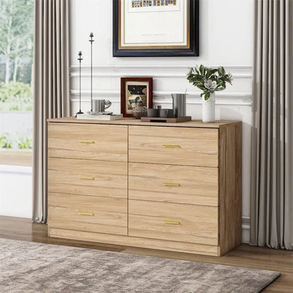 Modern 6-Drawer Dresser for Bedroom - Ample Storage Wide Chest of Drawers, Sturdy &amp; Safe