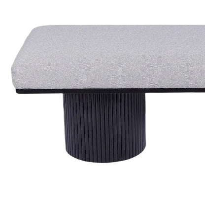 Upholstered Bench with Black Chunky Legs Light Gray Boucle Fabric Contemporary Style Bed-end Bench for Bedroom Living Room
