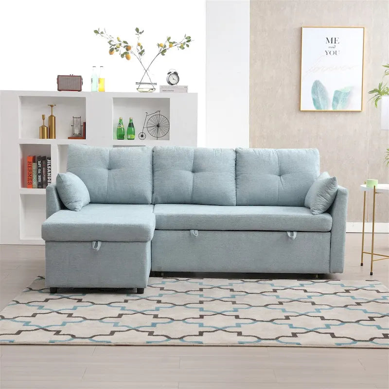L-Shaped Modular Sectional Sofa with Reversible Chair and Storage