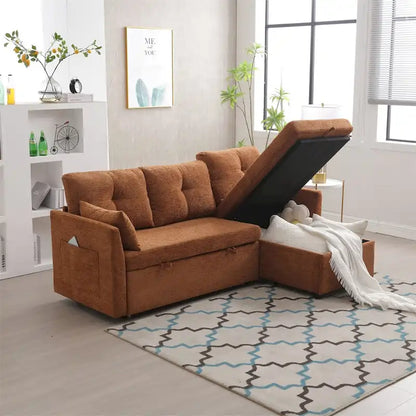 L-Shaped Modular Sectional Sofa with Reversible Chair and Storage