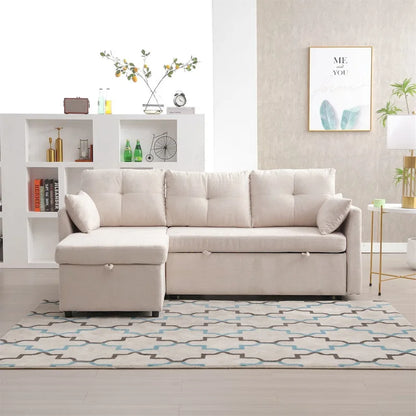 L-Shaped Modular Sectional Sofa with Reversible Chair and Storage