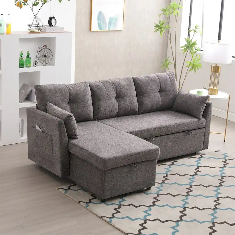 L-Shaped Modular Sectional Sofa with Reversible Chair and Storage