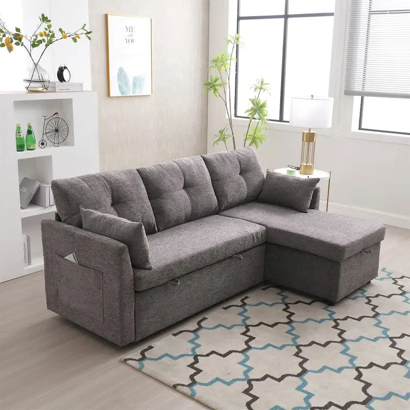 L-Shaped Modular Sectional Sofa with Reversible Chair and Storage