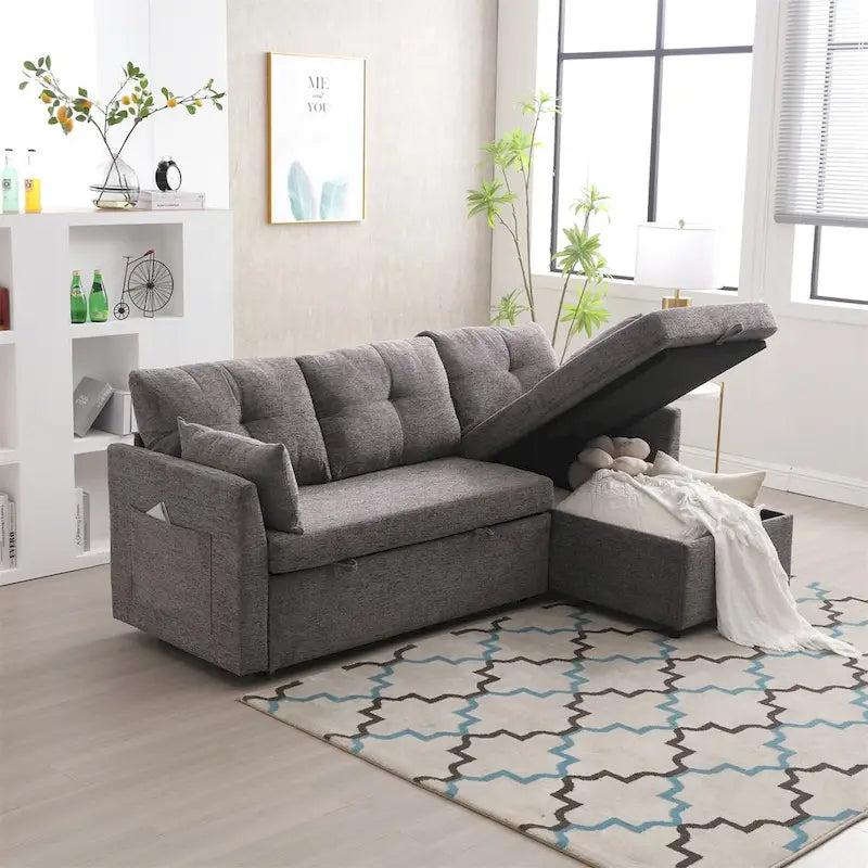 L-Shaped Modular Sectional Sofa with Reversible Chair and Storage