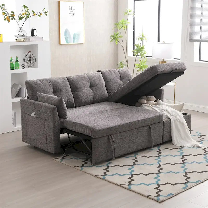 L-Shaped Modular Sectional Sofa with Reversible Chair and Storage