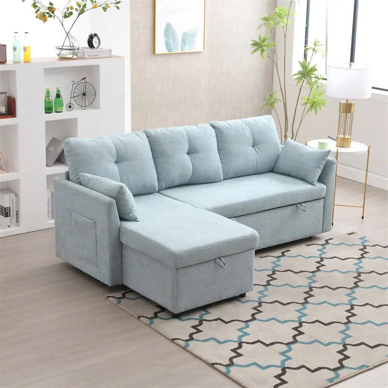 L-Shaped Modular Sectional Sofa with Reversible Chair and Storage