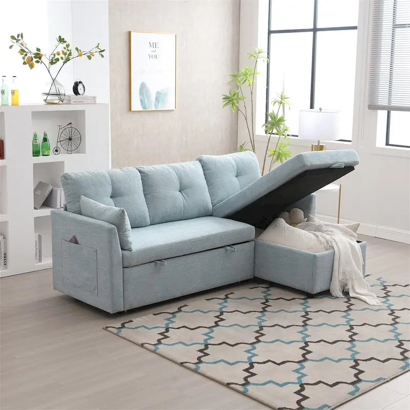 L-Shaped Modular Sectional Sofa with Reversible Chair and Storage
