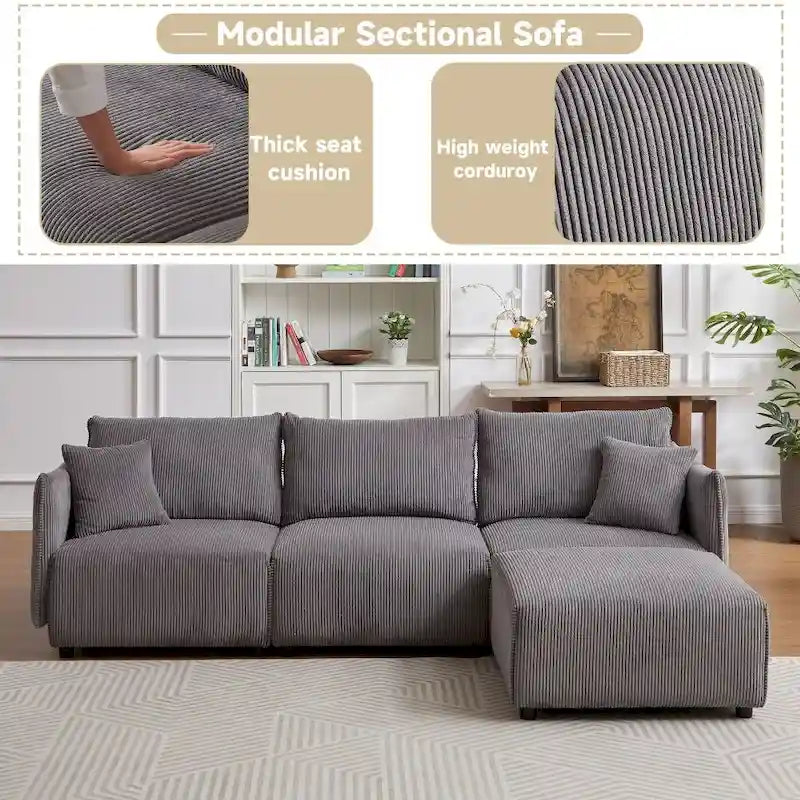106 Multi-Module Combination Style Sofa, Modern Minimalist Corduroy Combination Sofa