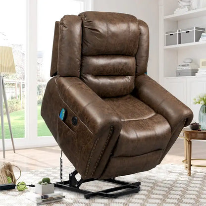 Faux Leather Oversized Power Lift Recliner Remote, Massage&amp; Heating