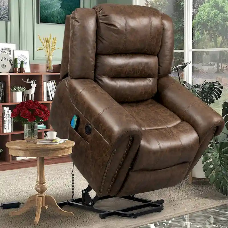 Faux Leather Oversized Power Lift Recliner Remote, Massage&amp; Heating
