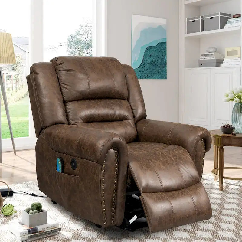 Faux Leather Oversized Power Lift Recliner Remote, Massage&amp; Heating