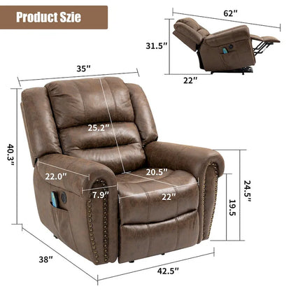 Faux Leather Oversized Power Lift Recliner Remote, Massage&amp; Heating
